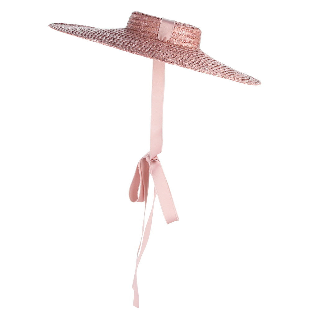Always A Lady Summer Sun Hat - Flat Top With Ribbon For Women