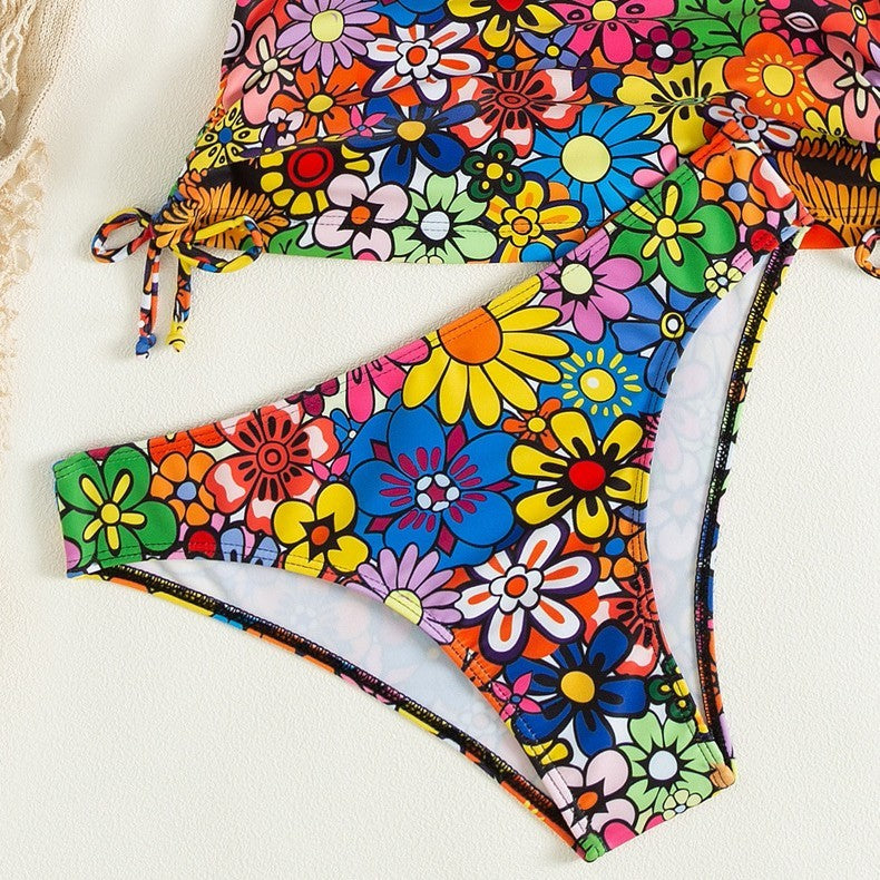 Summer Flowers Two-Piece Full Bodice Swimwear