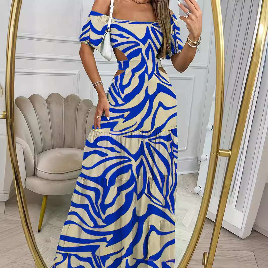 Italy is calling!!!  Long Dress With Waist Cut-Outs Summer Vacation Dress