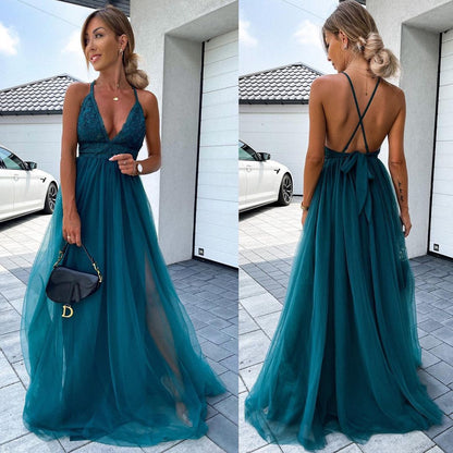 Soft Spoken Sophia Deep V Dress Long Dress