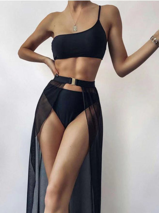 Belted Skirt Three-piece Bikini Set