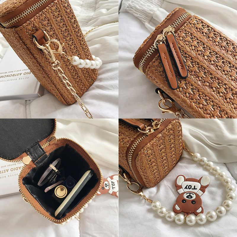 Casual Pearl Woven Beach Bag