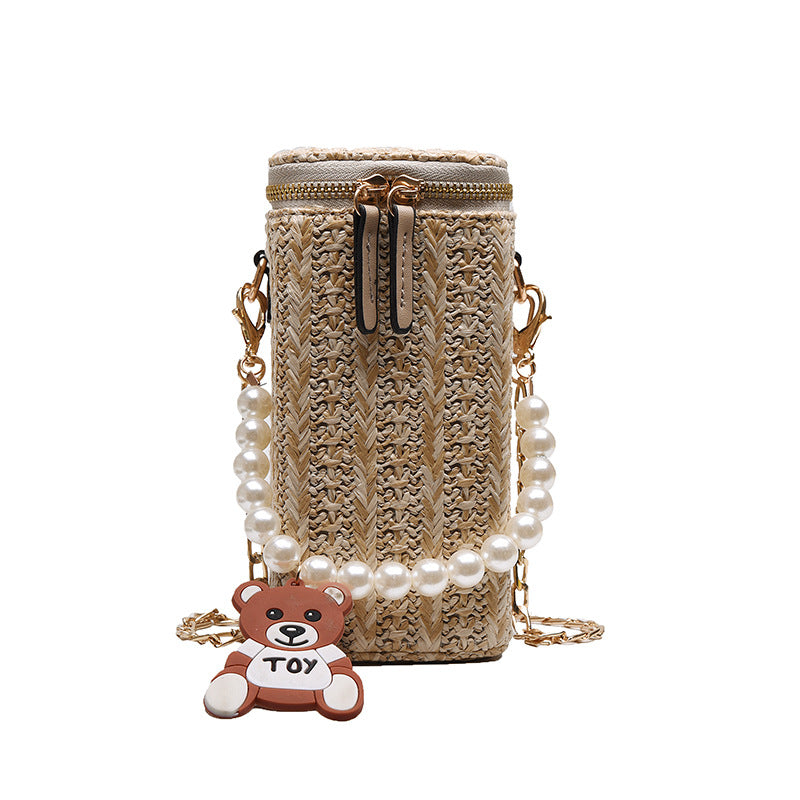 Casual Pearl Woven Beach Bag