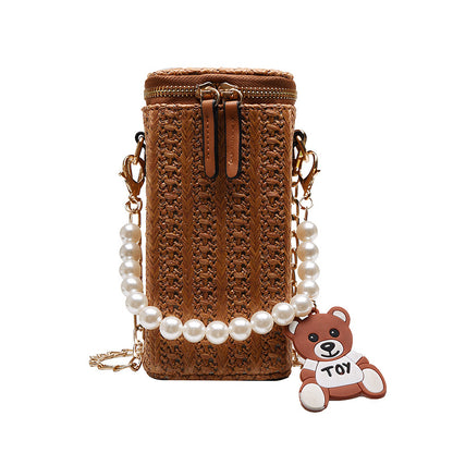 Casual Pearl Woven Beach Bag