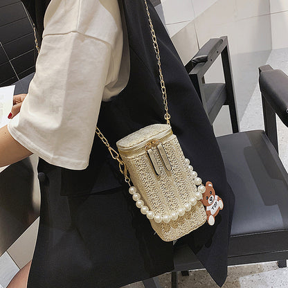 Casual Pearl Woven Beach Bag