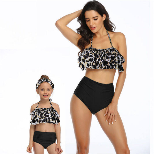 Mother And Daughter High Waist Ruffled Bikini