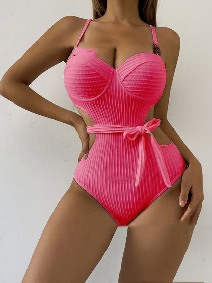 OH LA LA! Solid Color One-piece Swimsuit