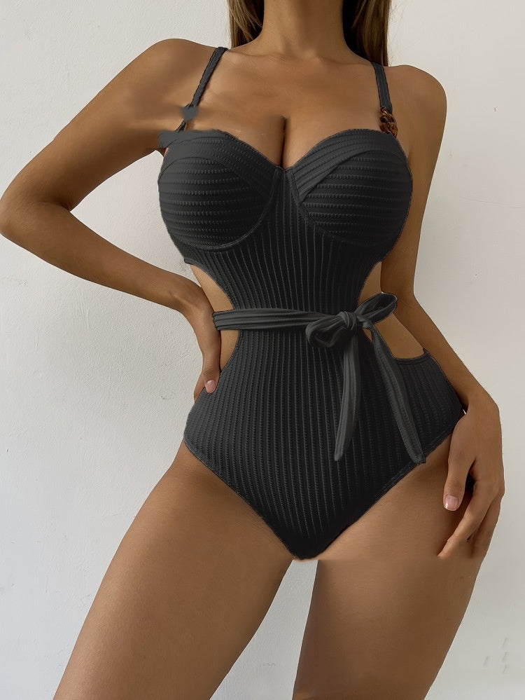 OH LA LA! Solid Color One-piece Swimsuit