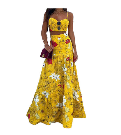 Summer Holiday Floral A-Line Skirt Set