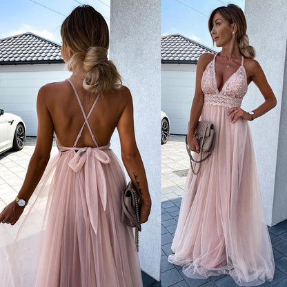 Soft Spoken Sophia Deep V Dress Long Dress